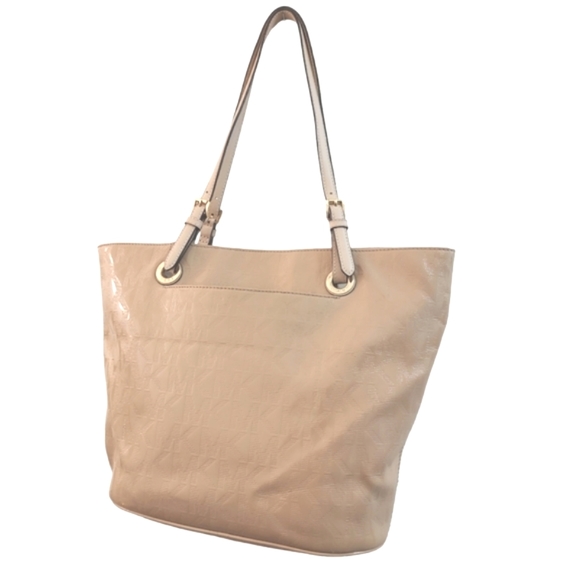 MICHAEL KORS Jet Set Large Embossed Signature Logo Patent Leather Tote Nude - Picture 6 of 12